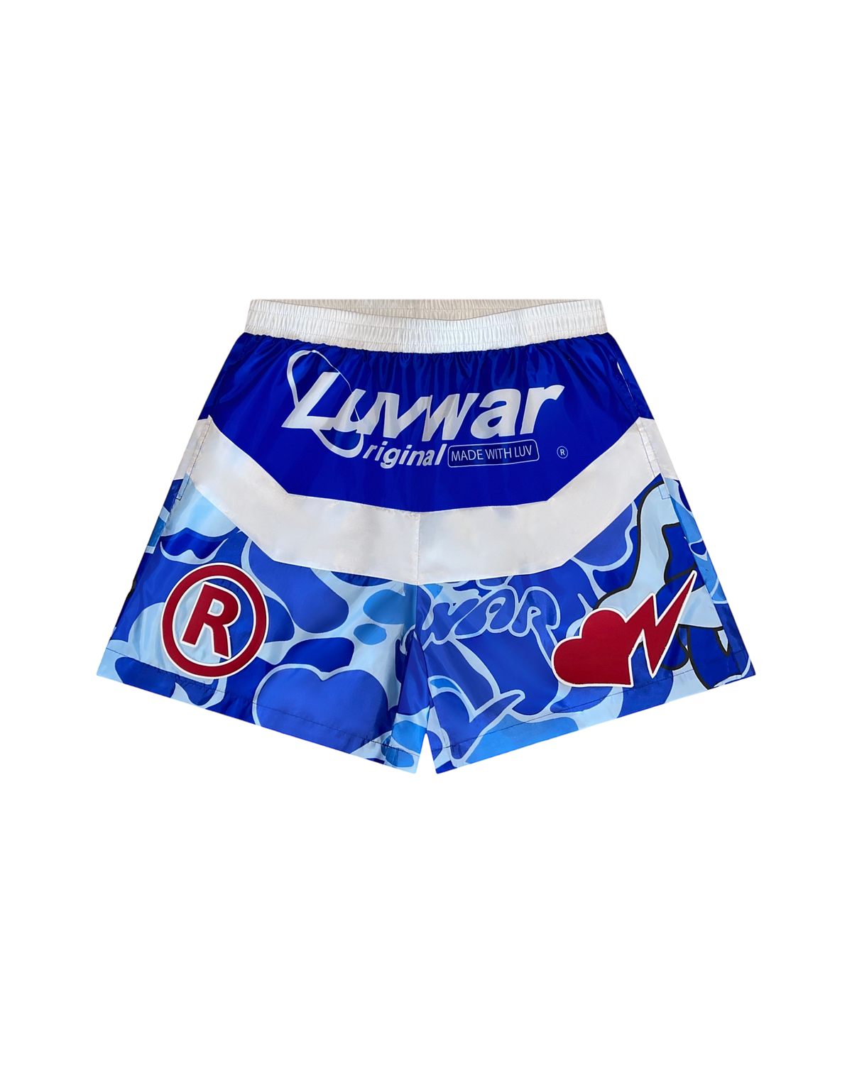 Blue Camo Nylon Shorts