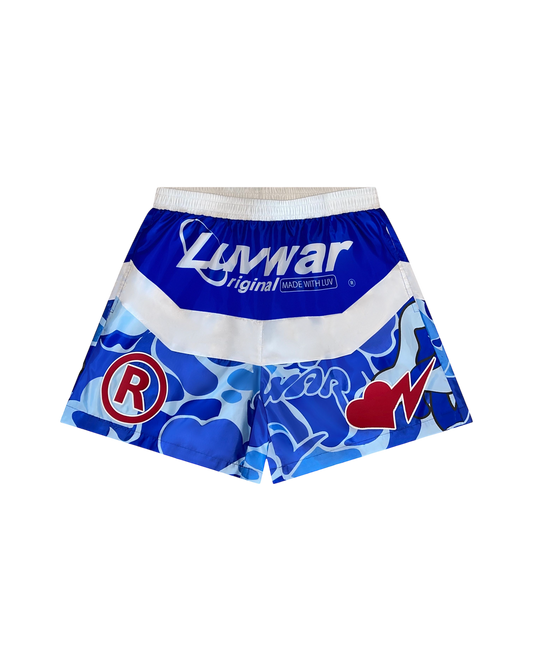 Blue Camo Nylon Shorts
