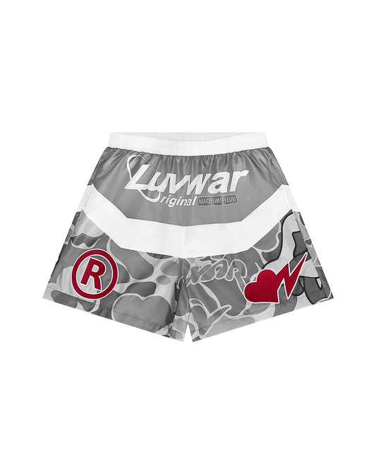 Grey Camo Nylon Shorts